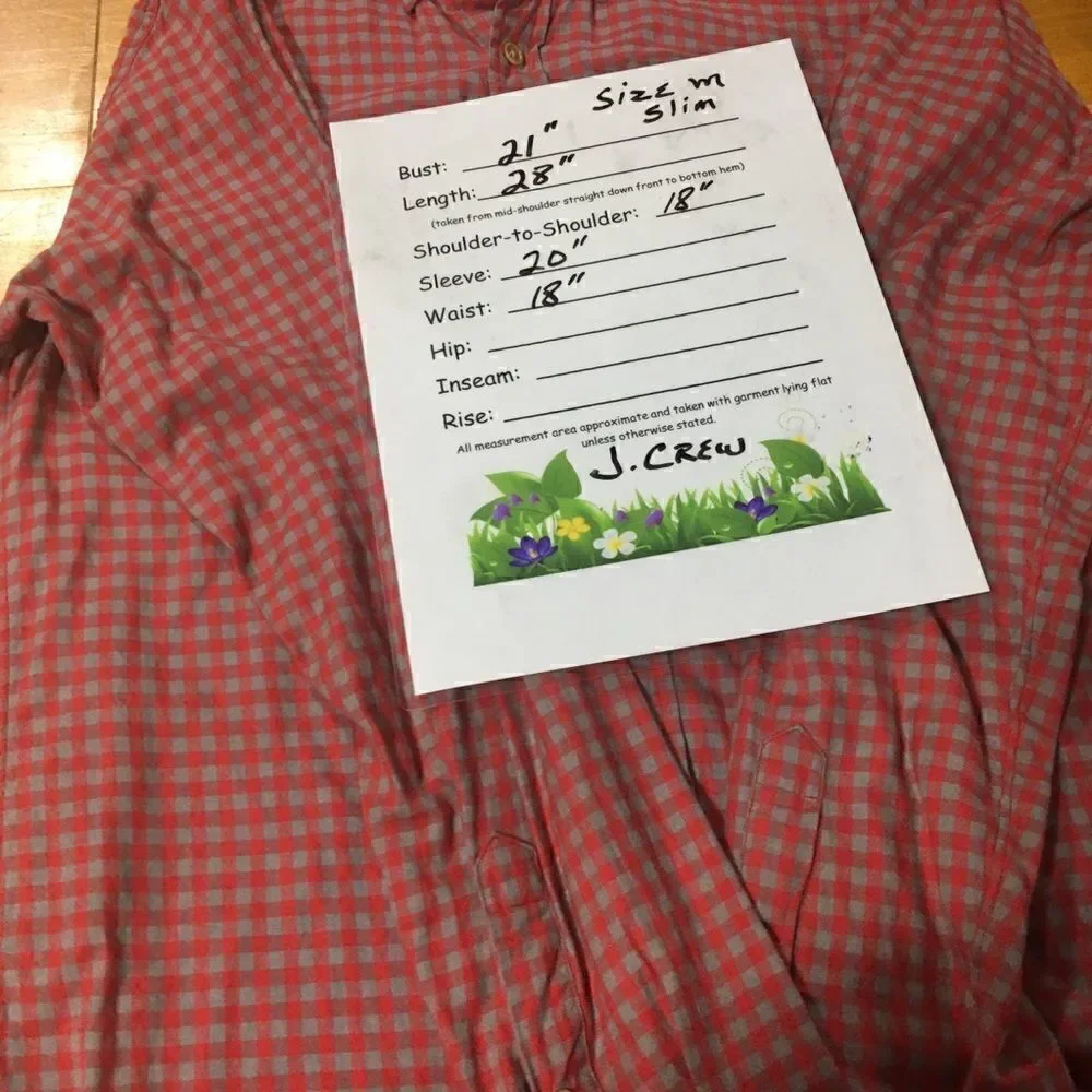 J. Crew Plaid Five Button Down Shirt Medium red gray Slim long sleeves f…